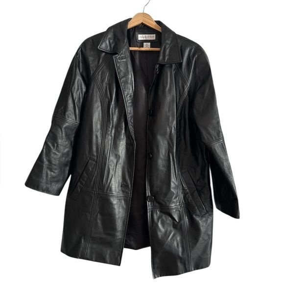 Preston & York Black Leather Jacket Sleek Contemporary Style - Picture 1 of 5